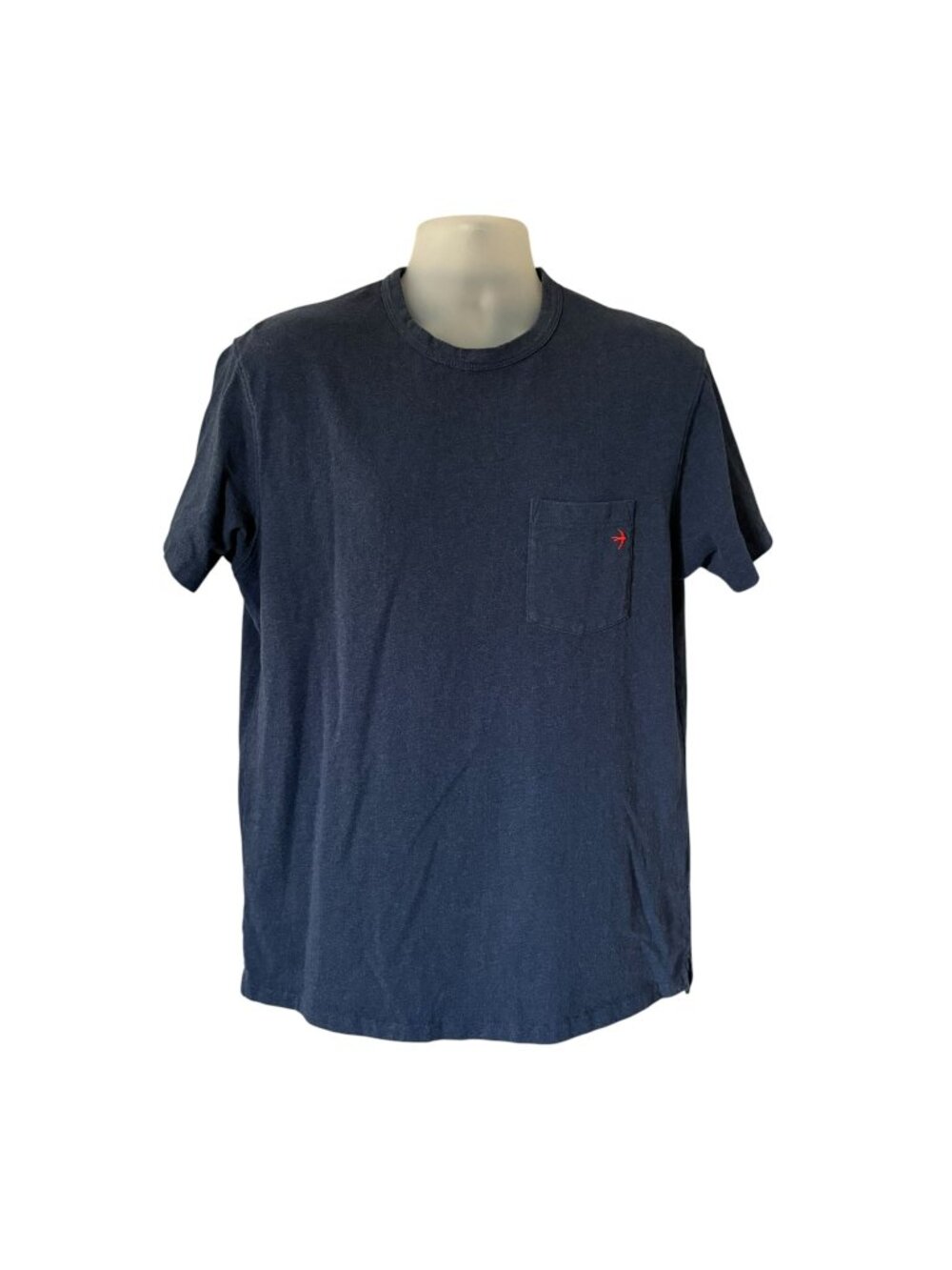 Relwen Ringspun Pocket Tee Shirt Men's LARGE Crew 100% Cotton DARK BLUE
